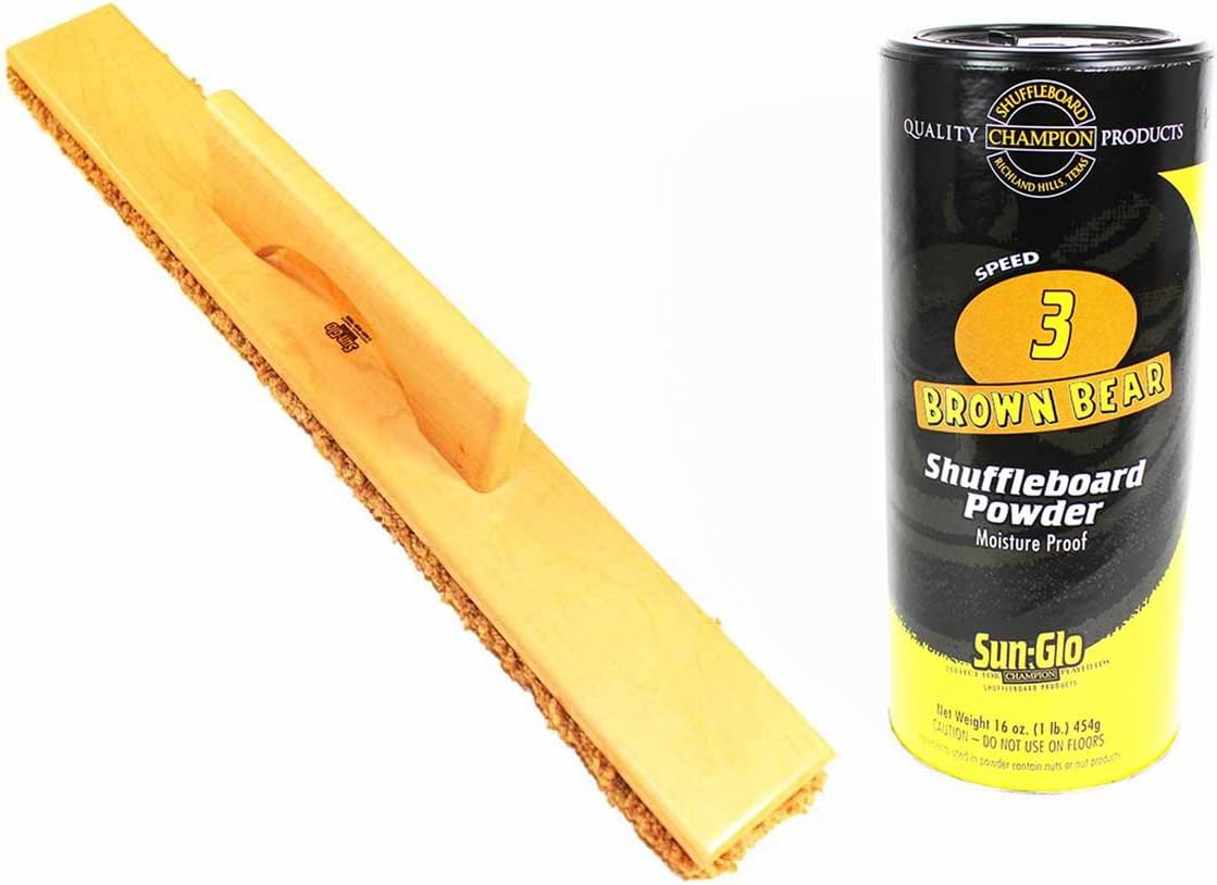 Sun-Glo Speed #3 Shuffleboard Table Powder Wax Bundled with a Sun-Glo Shuffleboard Sweep