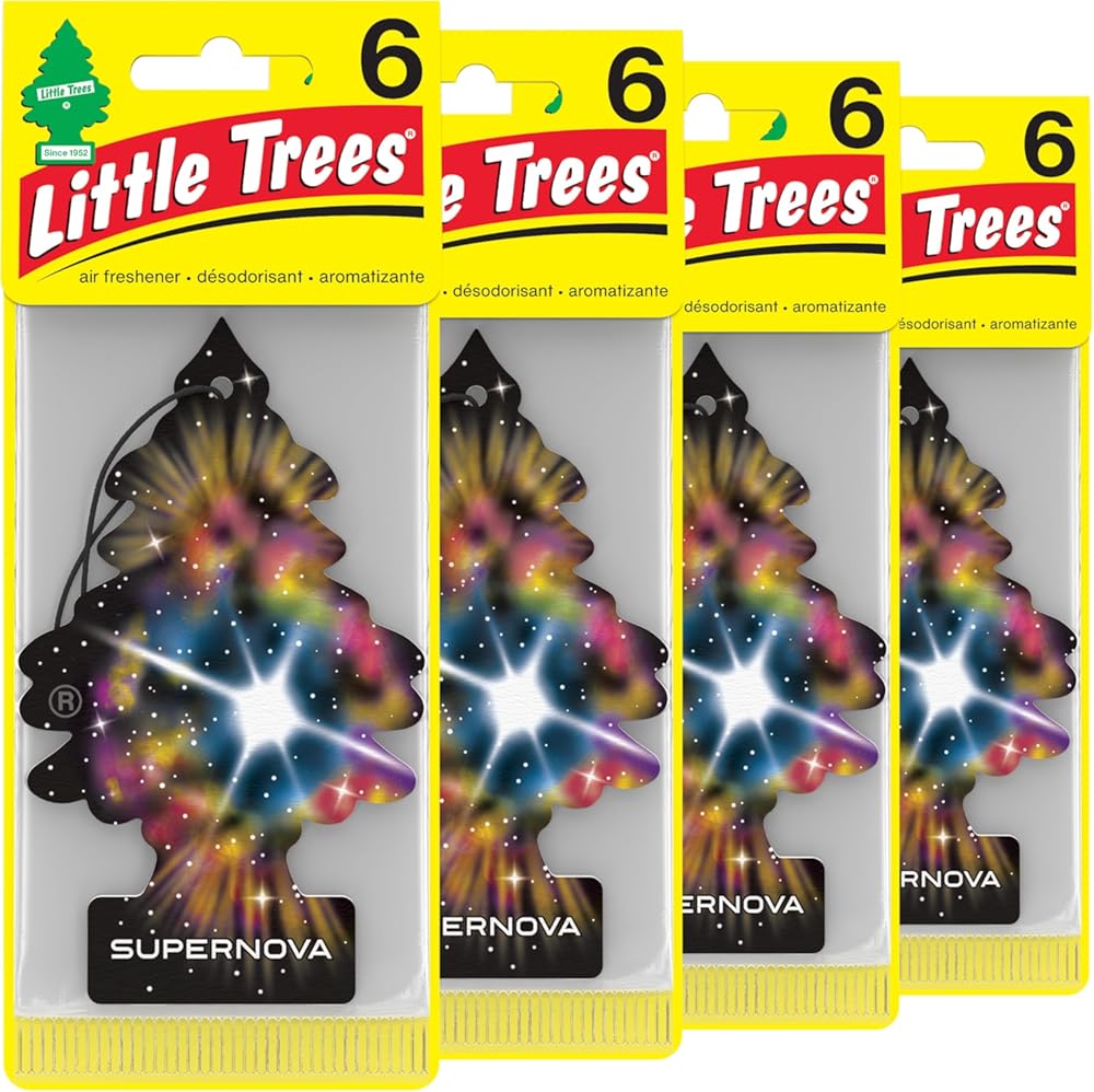 LITTLE TREES Air Fresheners Car Air Freshener. Hanging Tree Provides Long Lasting Scent for Auto or Home. Supernova, 24 Air Fresheners (Pack of 6)