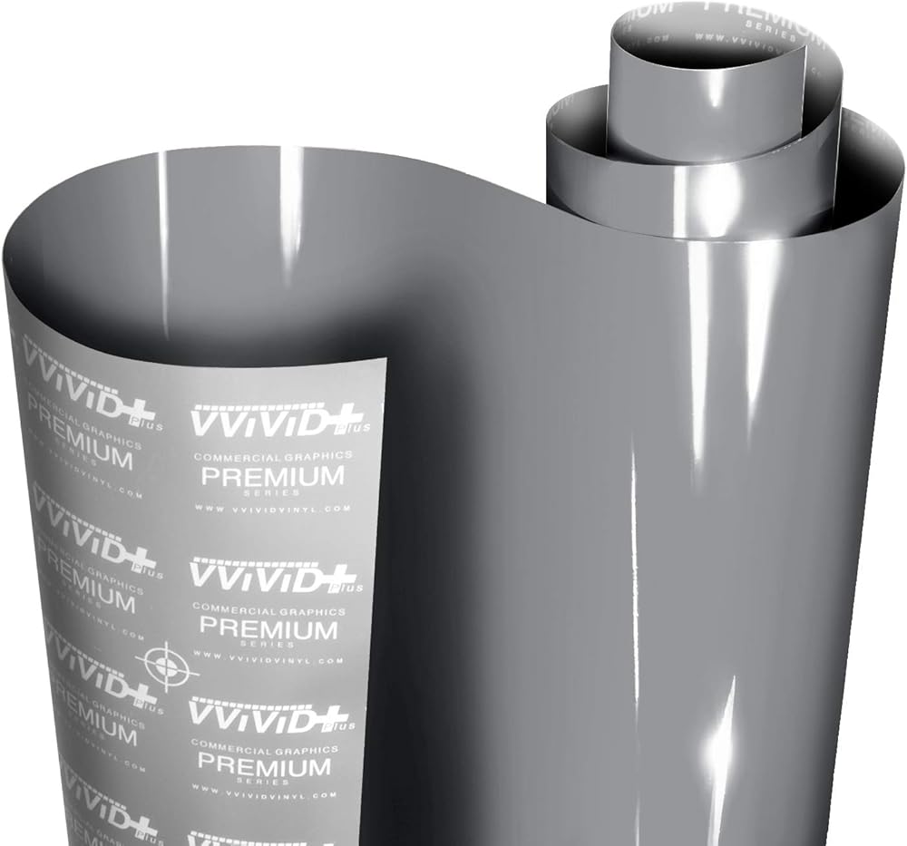 VViViD+ Ultra Gloss Nardo Dark Grey Vinyl Car Wrap Premium Paint Replacement Film Roll with Nano Air Release Technology, Stretchable Protective Cap Liner, Self Adhesive (100ft x 5ft)