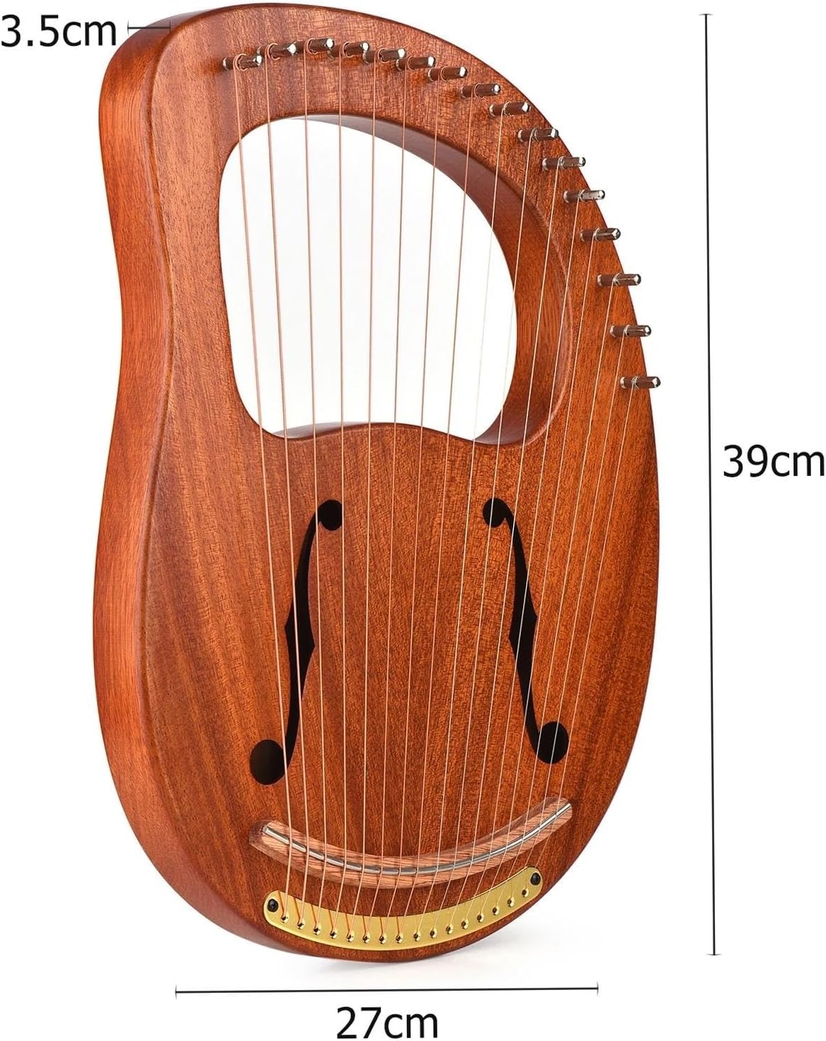 Lyre Harp Set 16-String Wooden Lyre Harp Metal Strings Solid Wood String Instrument With Carry Bag Tuning Wrench