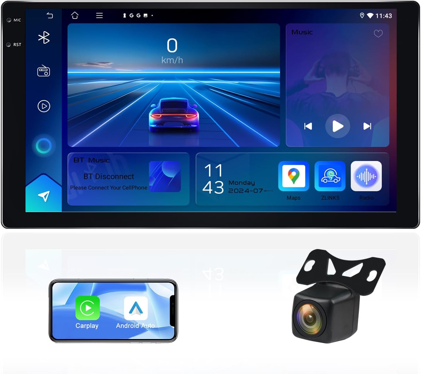 2+64G Car Stereo for Toyota Corolla 2017 2018 Tacoma 2016-2019 Sienna 2014-2020 with Carplay Android Auto, QLED 9 Inch Touch Screen Car Radio with Bluetooth GPS WiFi FM Radio & Backup Camera