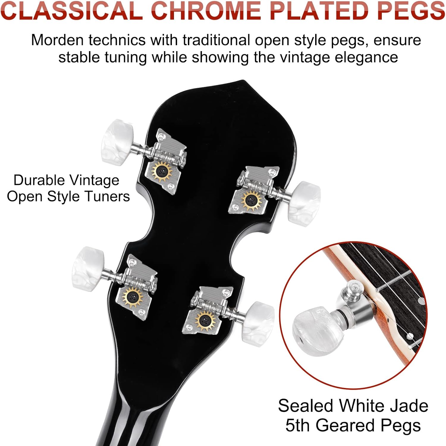 Vangoa Banjo 5 String Full Size Beginner Kit Remo Head Mahogany Resonator Banjo Closed Back with Premium Bag for Adults Teens Starters