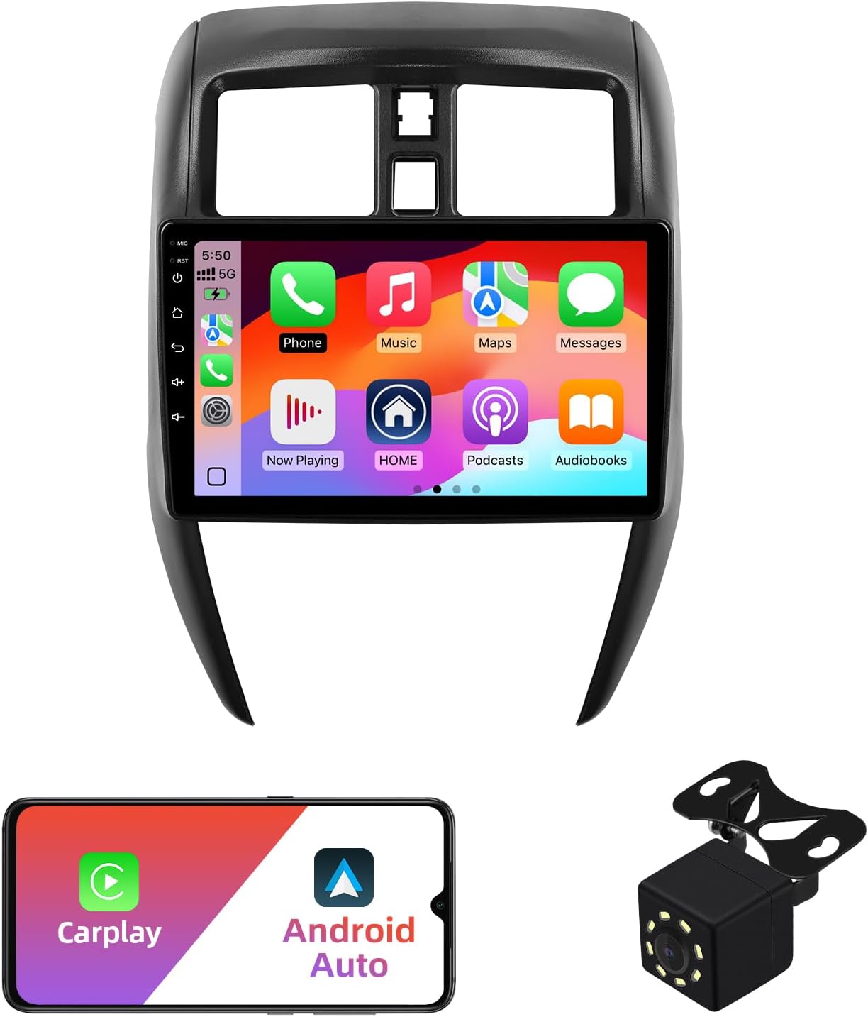 2+32G Android 12 Double Din Car Stereo for Nissan Versa Sedan 2015-2019 with 10.1 Inch Touchscreen Radio Built-in Wireless Carplay/Android Auto/GPS/Bluetooth/FM/AUX-in/SWC/Backup Camera