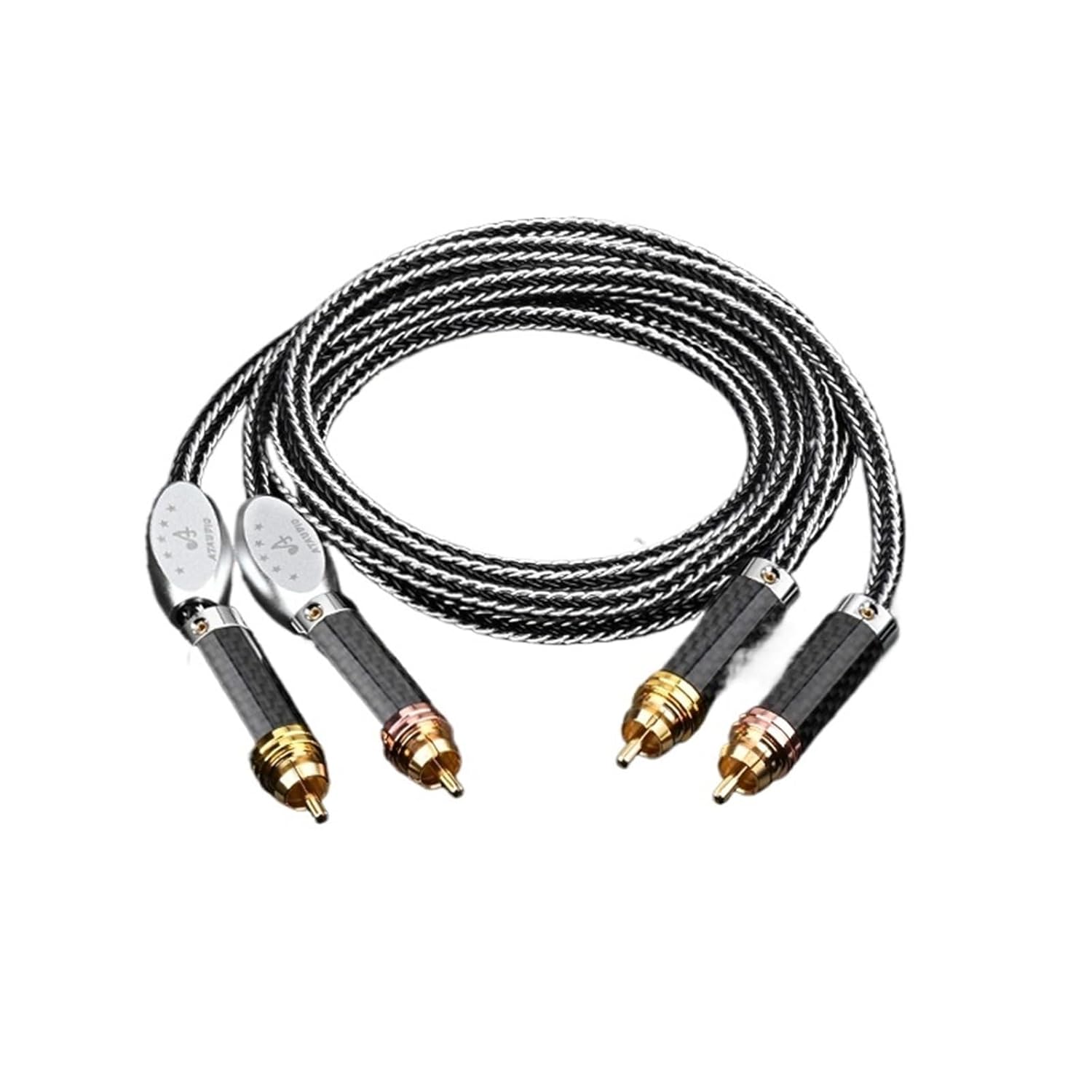 One Pair HiFi OCC Silver Plated Audio Interconnct Cable Hi-end Cable with Gold Plated Plug(2m)