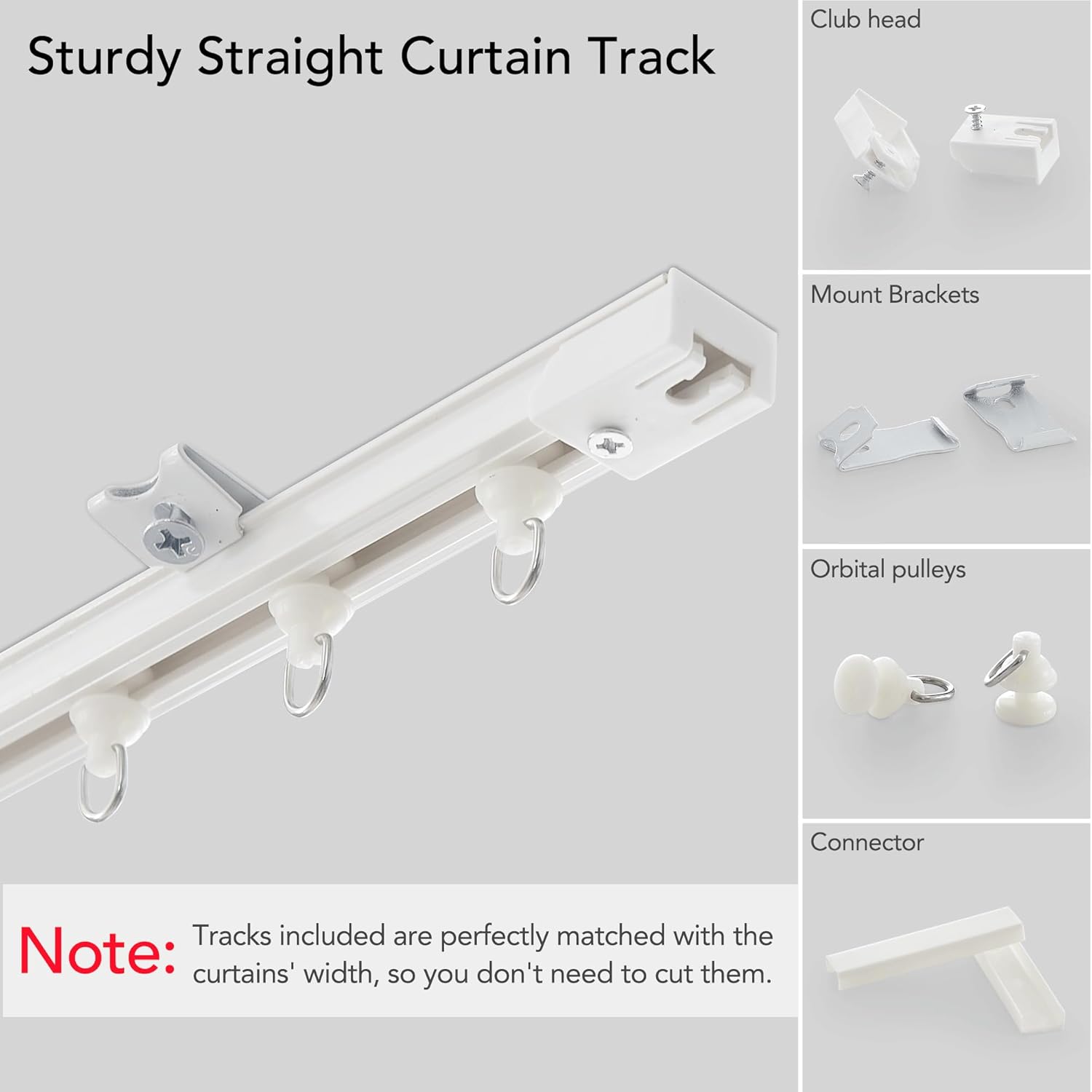 RYB HOME Ceiling Mount Blackout Curtains with Sliding Track Set, Partition Floor Curtains for Large Bay Windows/Bedroom/Living Room/Basement/Patio, W 100 x L 90, Greyish White, 1 Panel
