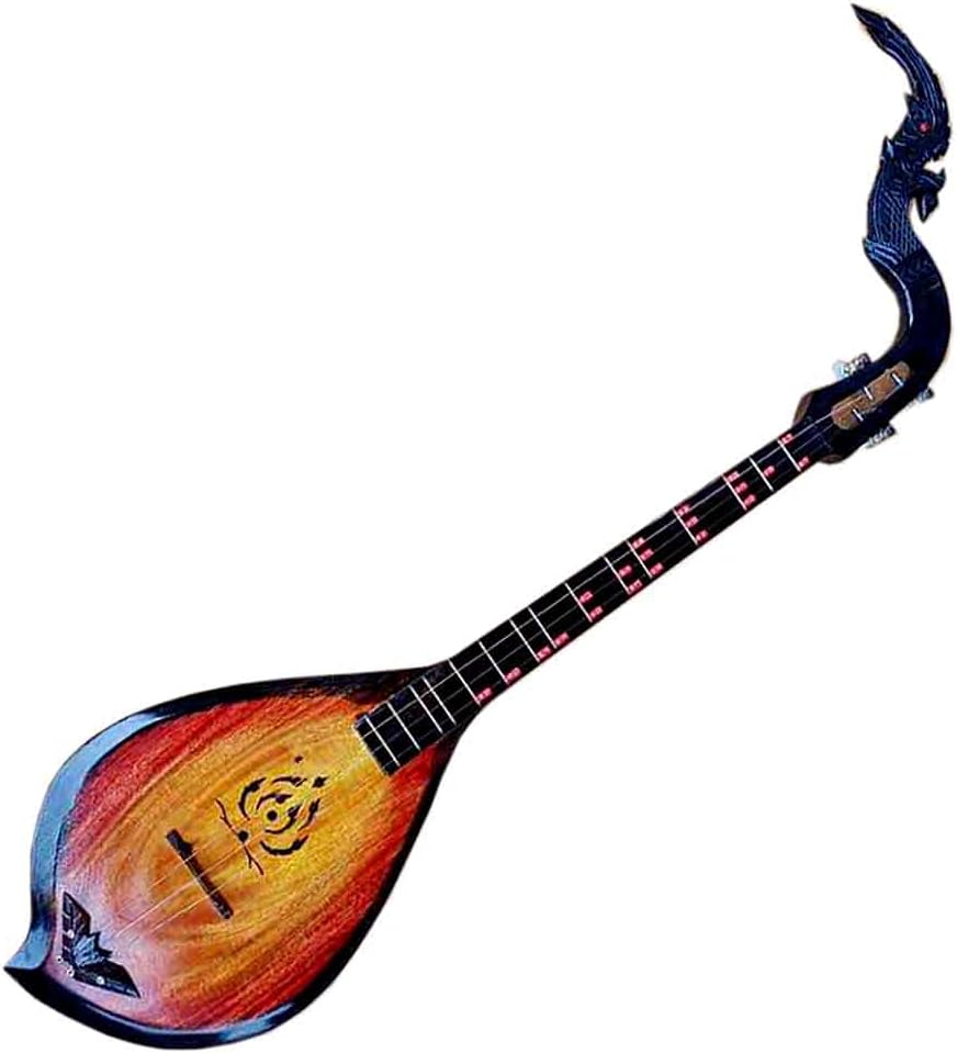 Isarn Acoustic Phin 3 Strings,Thai Lao Guitar Musical Instrument,Traditional Thai Musical Pin N01