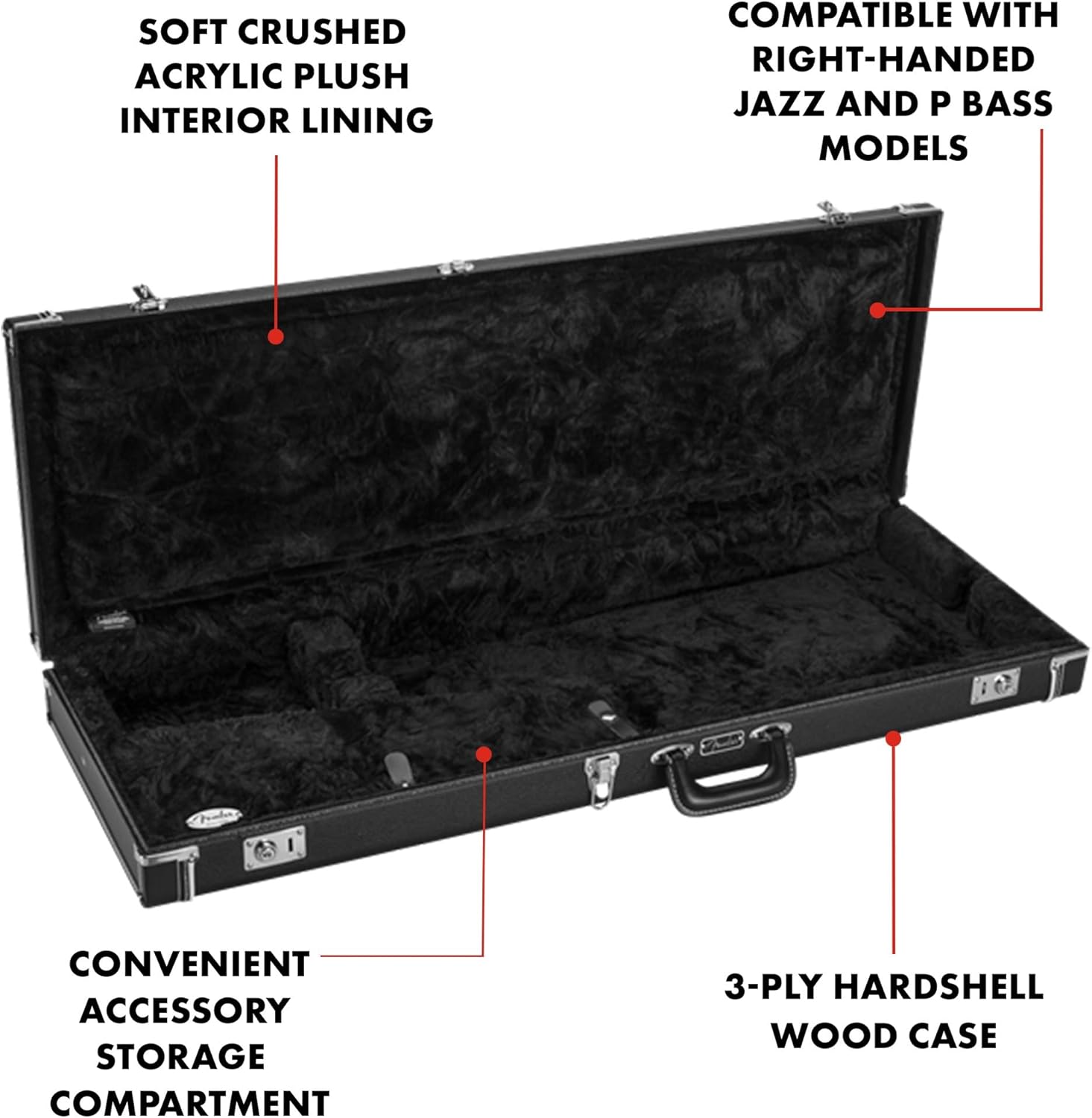 Fender Classic Series Wood Case, Precision Bass/Jazz Bass, Black