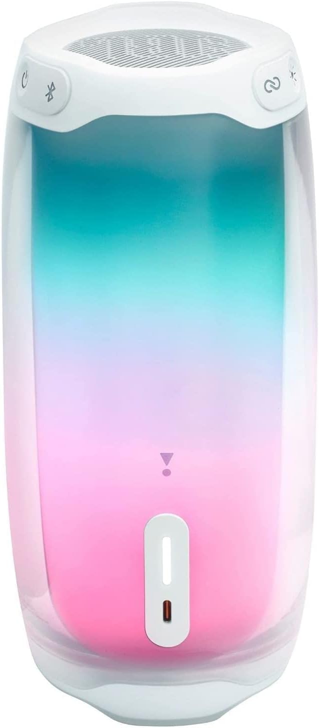 JBL Pulse 4 Waterproof Portable Bluetooth Speaker with Light Show - White (Renewed)