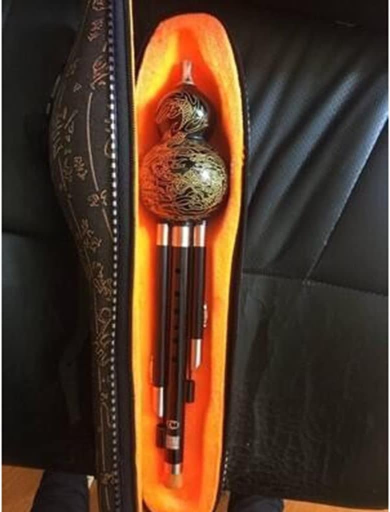 Flutes Musical Instruments Hulusi Gourd Cucurbit Ethnic Wind Musical Instrument Key of C for Beginner Music Lovers As Gift Cultivate Interest in Musical Instruments (Color : Black, Size : C-Key)