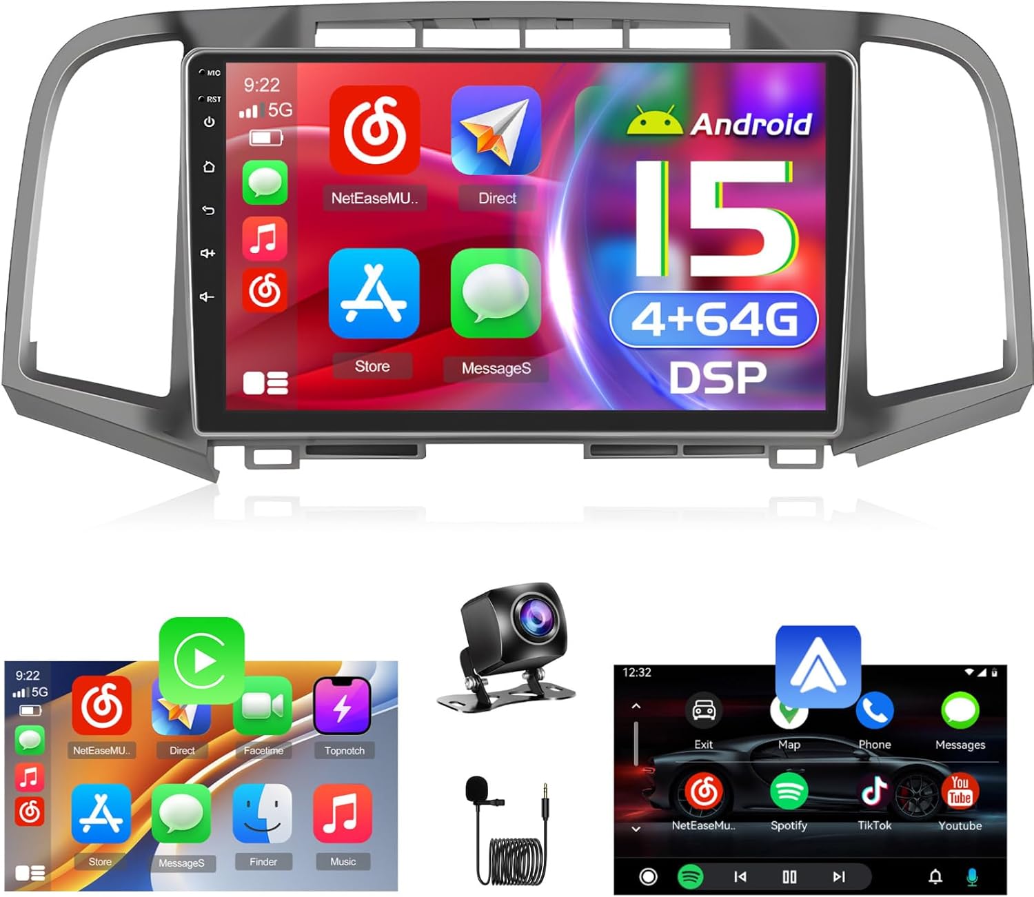 [DSP 4+64G] Android 15 Car Stereo for Toyota Venza 2009-2016, Hikity 9'' IPS Touchscreen Car Radio Wireless Carplay Android Auto GPS 5G WiFi/Bluetooth/Mirror Link, SWC FM/RDS/32EQ Backup Cam+MIC