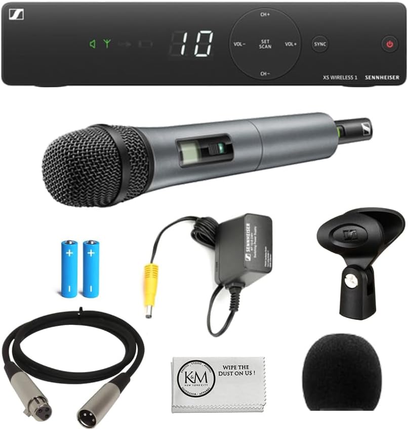 Sennheiser XSW 1-835-A UHF Vocal Set with e835 Dynamic Microphone | A: 548 to 572 MHz Bundled with Microphone Windscreen + 3' XLR Cable + Cleaning Cloth (4 Items)