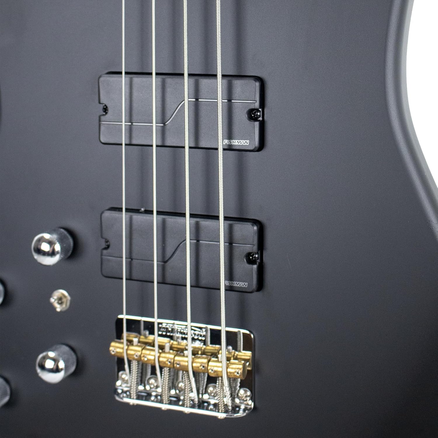 Sawtooth Rebel24 Series Left Handed Satin Black 24 Fret Electric Bass Guitar w Fishman Fluence Pickups