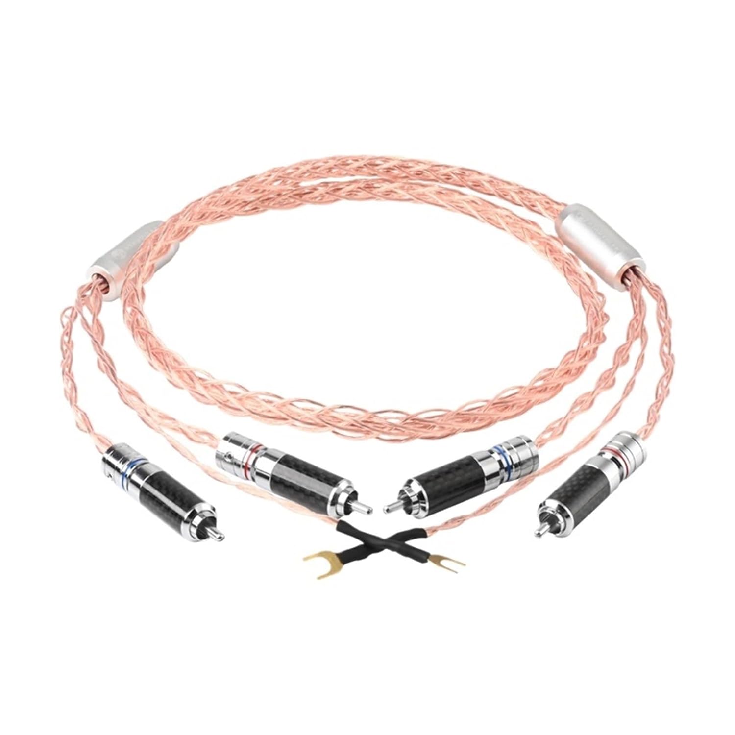 Hi-end Audio RCA Cable with Grounding Wire LP Vinyl Record Player Cable 7N OCC Core Amplifier Phono Turntable Cable(1.5m)