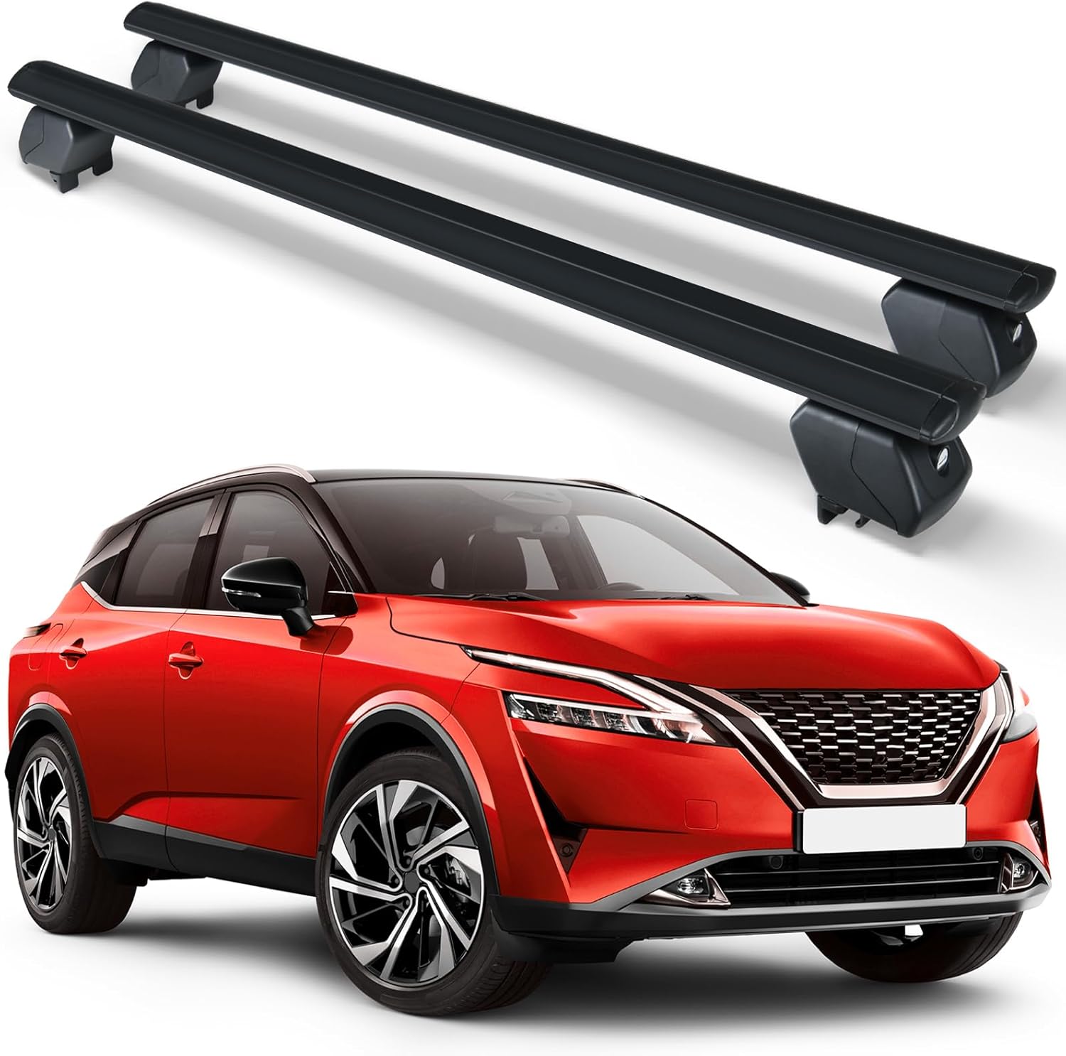 Heavy Duty 300 LBS Roof Rack Cross Bars Compatible with 2014-2020 Nissan Rogue with Side Rails, Adjustable & Lockable Crossbars Cargo Carrier Rooftop Luggage Cars Vehicles Suvs (Black)
