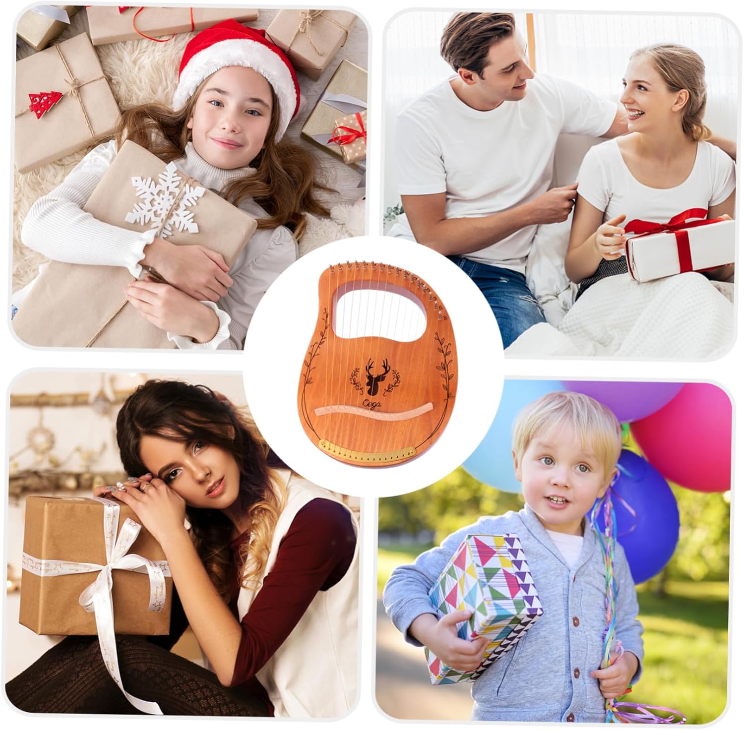 Musical Instrument Set 16 String Harp Handheld Lyre Harp for Boys and Girls