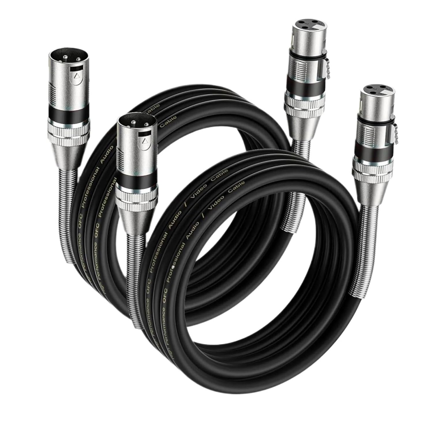 XLR Cables 2 Packs XLR Male to Female Balanced 3 Pin Metal Spring Microphone Cable Compatible with Mixer Speaker Amplifier(10m)