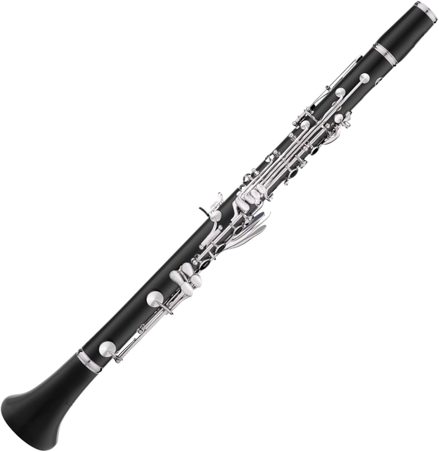 TSTS Professional Ebony Wooden Bb Soprano18 Key Clarinet Silver Plated Keys with Case Woodwind Clarinet for Beginner