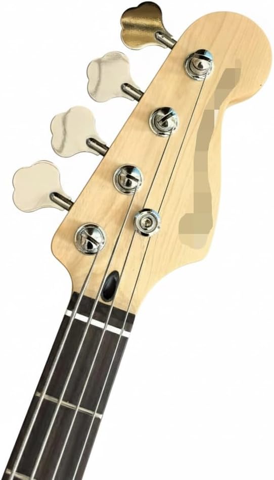 4 String Electric Bass Passive PJ Pickup Configuration Solid Poplar Wood Body Smooth Playability(Metallic Silver)