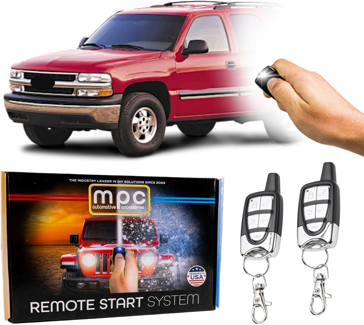MPC 5-Button Remote Starter Compatible with 1999-2002 Chevrolet Tahoe |Gas| |Key-to-Start| (2) 5-Button 1-Way Remotes - Up to 1,500' Range