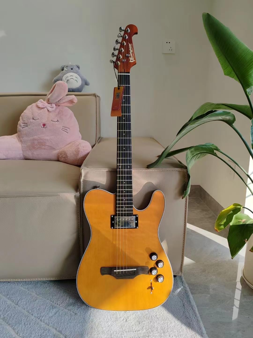 Bullfighter Hybrid Silent Electric Guitar Built-in effects Alloy Steel String Travel Portable Guitars Solid Body Neck Rosewood Fretboard With Gig Bag K10 (K10)