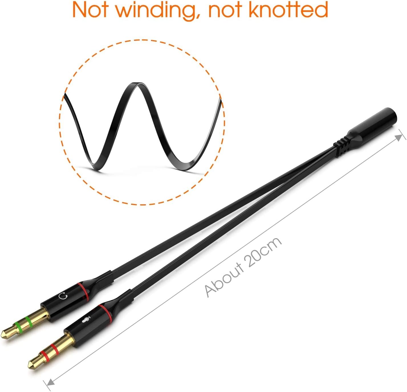 Maeline Headphone Splitter Adapter, 3.5mm Mic Cable for Computer, Headset 3.5mm Female to 2 Dual Male Microphone Audio Stereo Jack Earphones Port to Gaming Speaker PC - 30 Pack