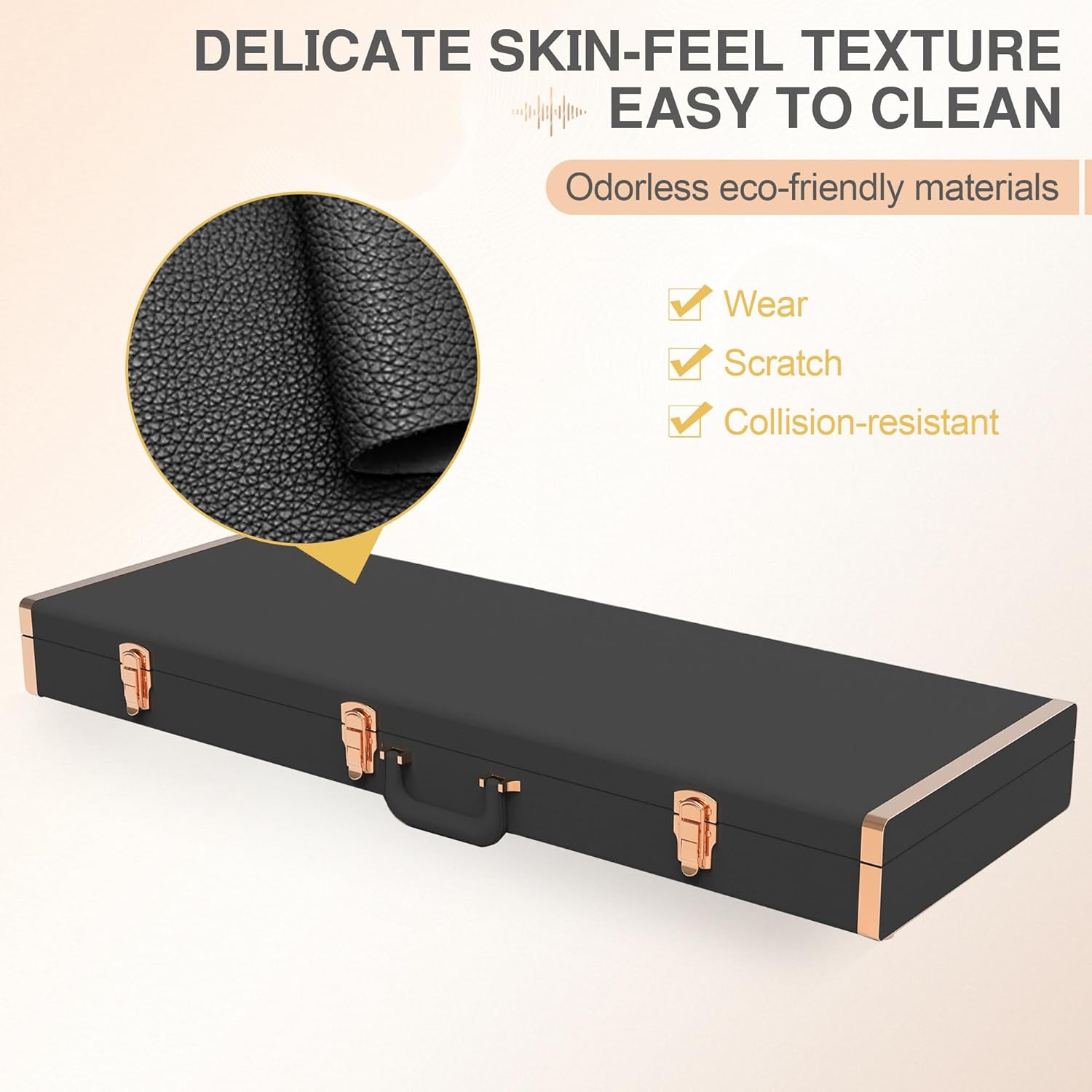 Electric Guitar Hard Case Shell Case With Lock For Square Electric Guitar 39in Electric Guitars Hard-Shell Protective Carrying Case for KST/KTL/170 Model with Security Lock Metal Feet (Classic Black)