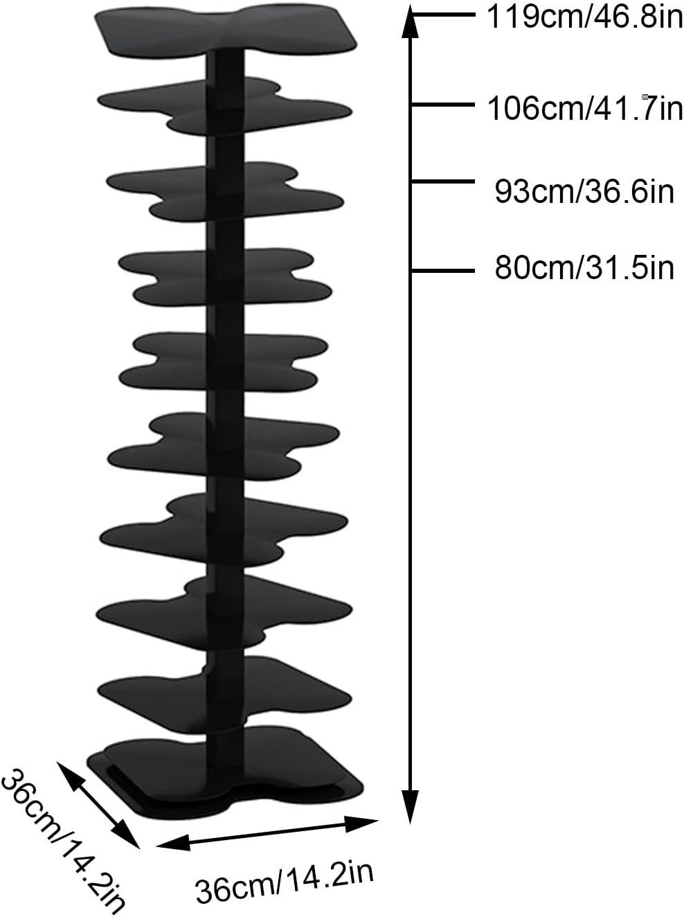 Metal Vertical Bookshelf Tower, Freestanding Invisible Spine Bookcase for Small Spaces, Modern Storage Corner Shelf for Living Room, Office, Bedroom Decor(White,93cm/36.6in)