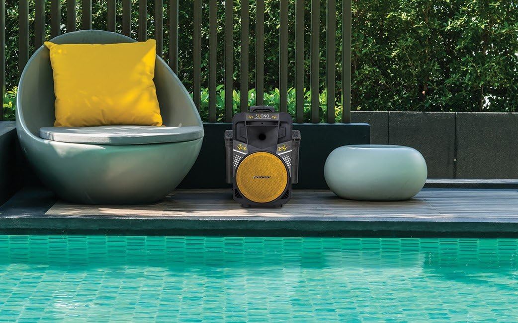 Karaoke-Machine, Wireless Portable-Speakers with 2 Wireless Microphones, PA-Sound System (MCP-75 Suono) Yellow & Black