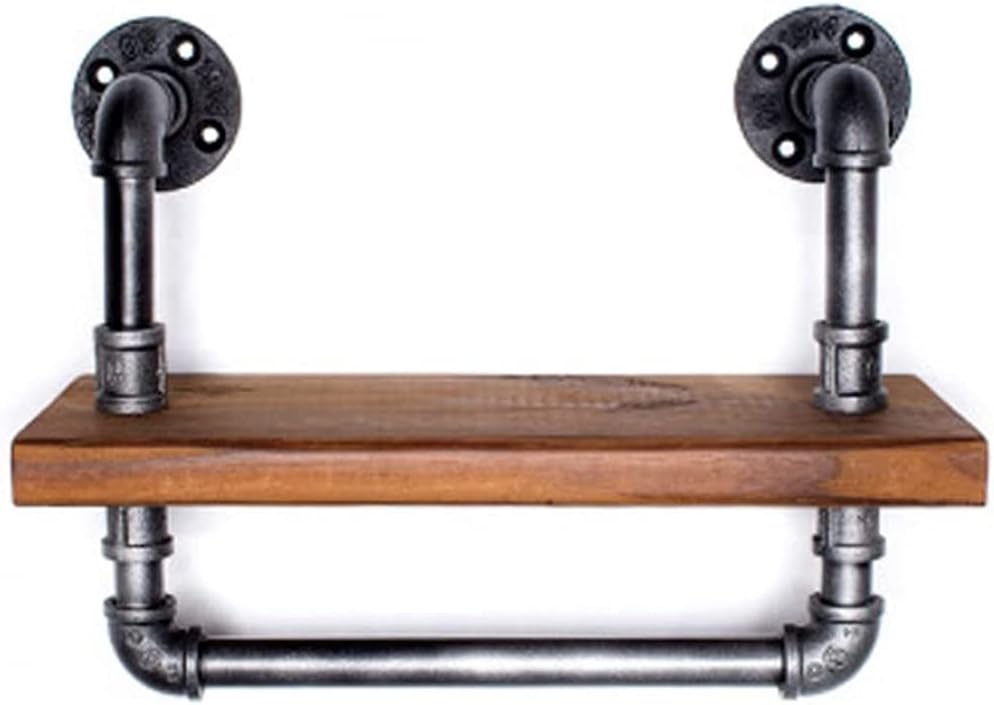 Wall Mount Vintage Wrought Iron Shelf Solid Wood Bar Shelf Creative Storage Storage Rack Pipe Shape Display Stand Pot Stand