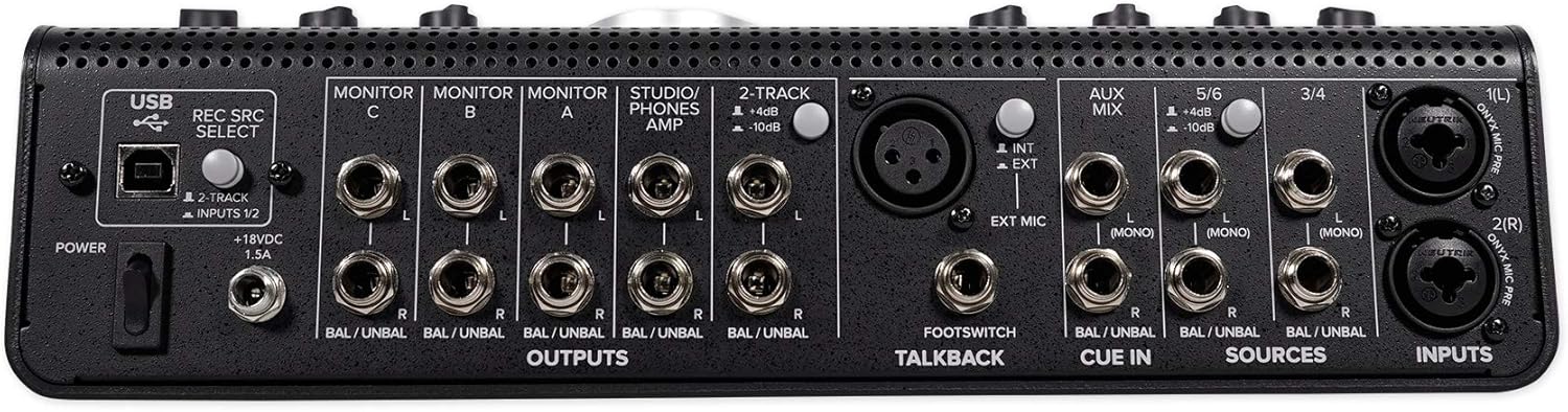 Audiosavings Bundle: Mackie Big Knob Studio 3x2 Studio Monitor Controller 96kHz USB I/O Bundle With Rockville RLS2400 Lightweight Folding DJ Laptop Stand w/Extra Shelf & Travel Bag (2 Items)