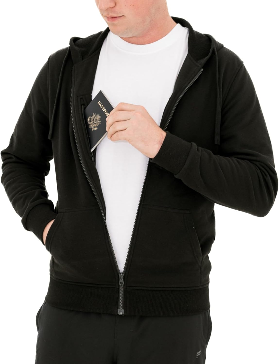 Clever Travel Anti-Pickpocket Zip Up Travel Hoodie Sweatshirt with Hidden Pockets for Men