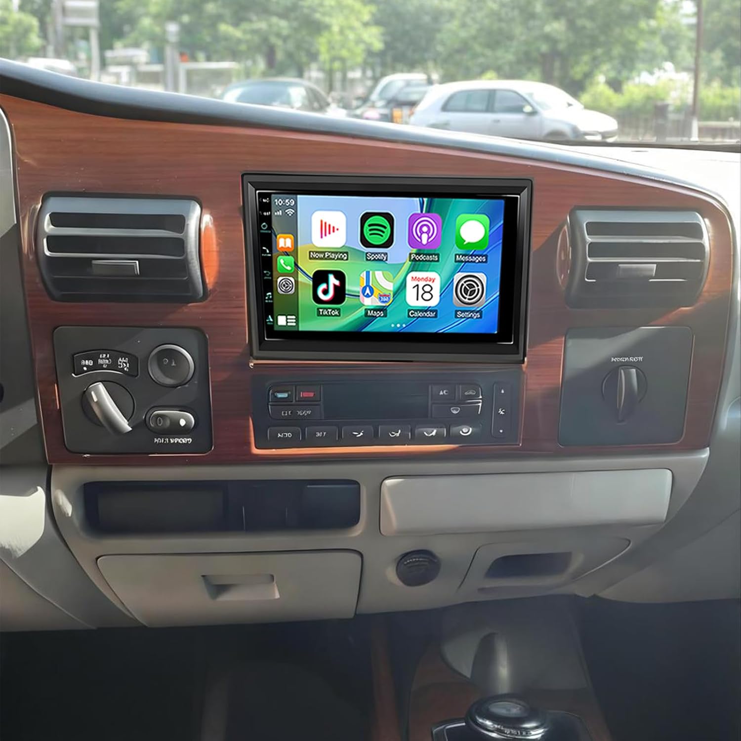 7Inch Double Din Car Stereo Radio for Ford F-350 2005 2006 2007 Touch Screen Head Unit - 4G+64G Car Audio Receiver with Carplay/Android Auto,Built-in GPS Bluetooth WiFi FM RDS DSP SWC + Backup Camera