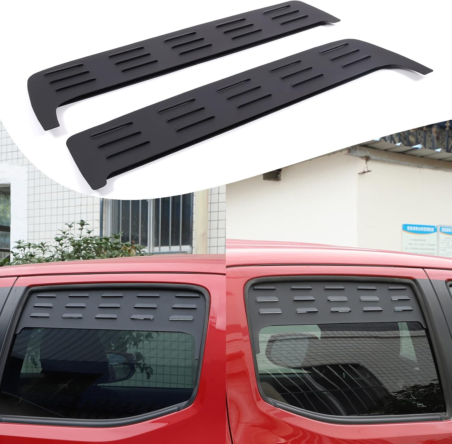 Lcojicep Car Rear Side Window Louvers Exterior Accessories Compatible with Tacoma 2016-2022 ， Air Vent Scoop Shades Cover，Window Vents Screens Cover