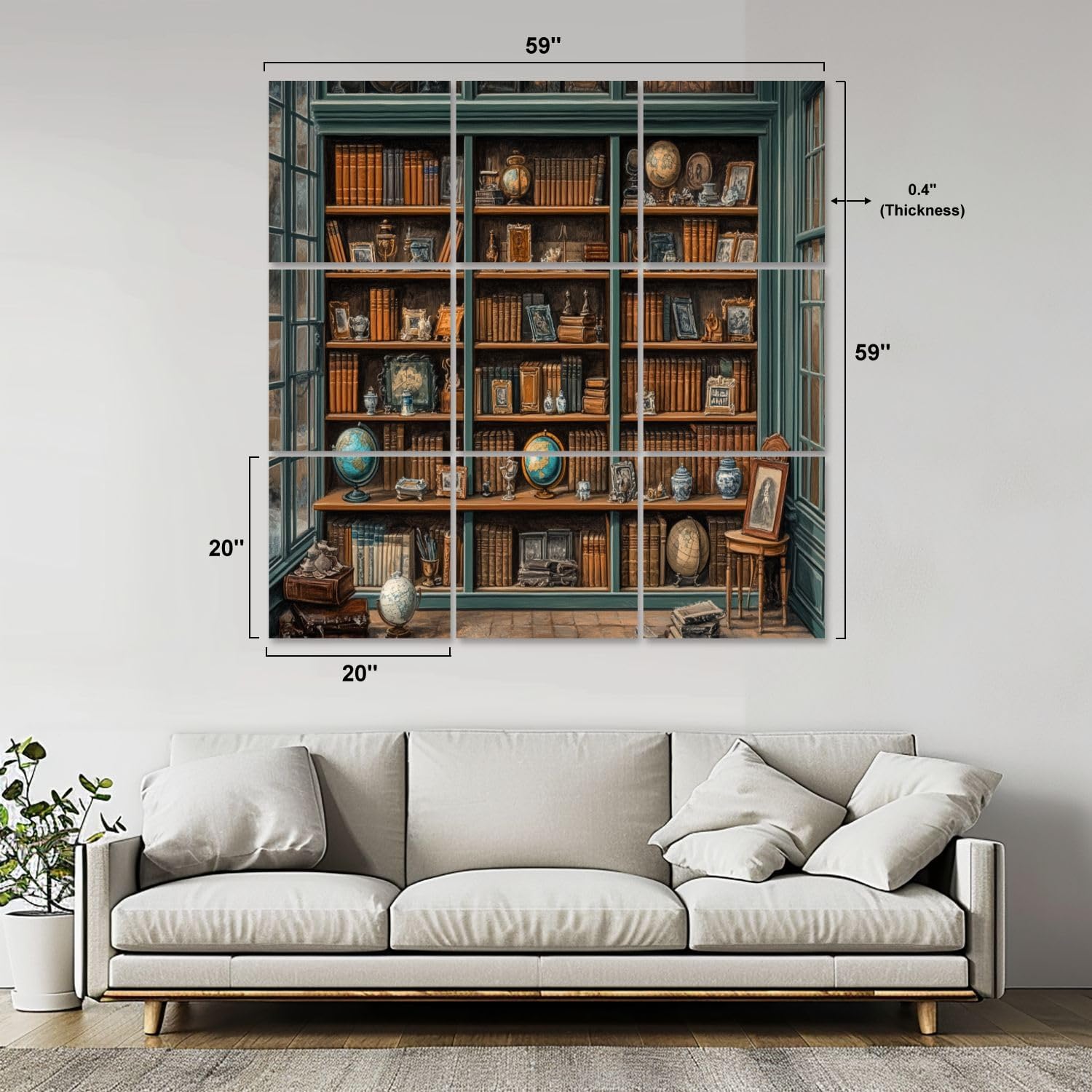 Art Acoustic Panels Self Adhesive Liry Bookshelf Antique Shop Setting Rich 9 Packs Decorative Soundproof Wall Panels Large Sound Absorbing Panels for Home Office 60