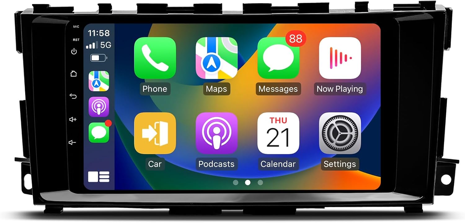 9“ Wireless Apple Carplay Car Stereo 6GB 128GB for Nissan Altima Teana 2013-2018 Touch Screen Radio Android 13.0 Head Unit Android Auto GPS 5GHz WiFi FM/AM SWC 1280 x 720