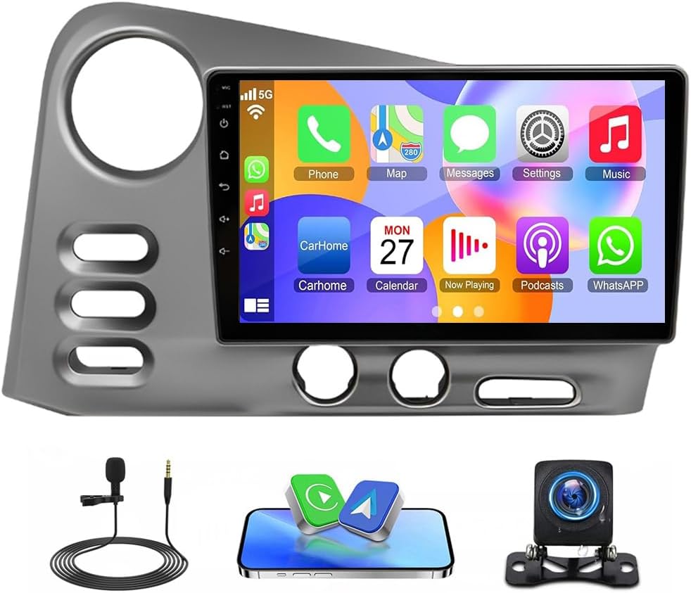 Car Stereo Radio Compatible for Pontiac Vibe Base 2003 with Carplay Android Auto GPS Navigation 9in Touchscreen Car Radio Player with Bluetooth WiFi FM SWC Mirror Link Split Screen + Backup Camera