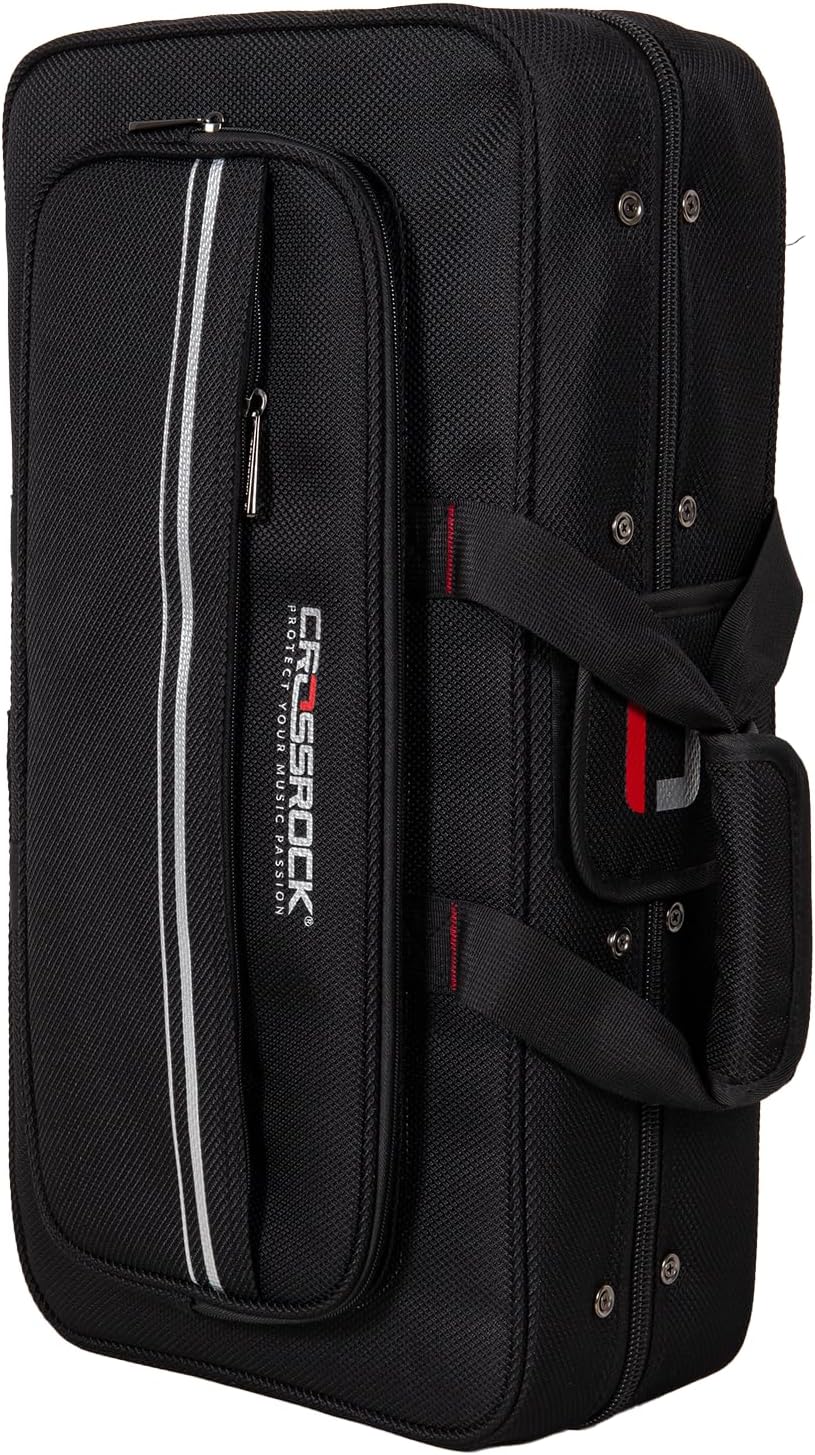 Crossrock Bb Trumpet Foam Case | Lightweight Black Gig Bag with Modern Fabric, Plush Interior & Storage Compartments (CRP300TRBK-R)
