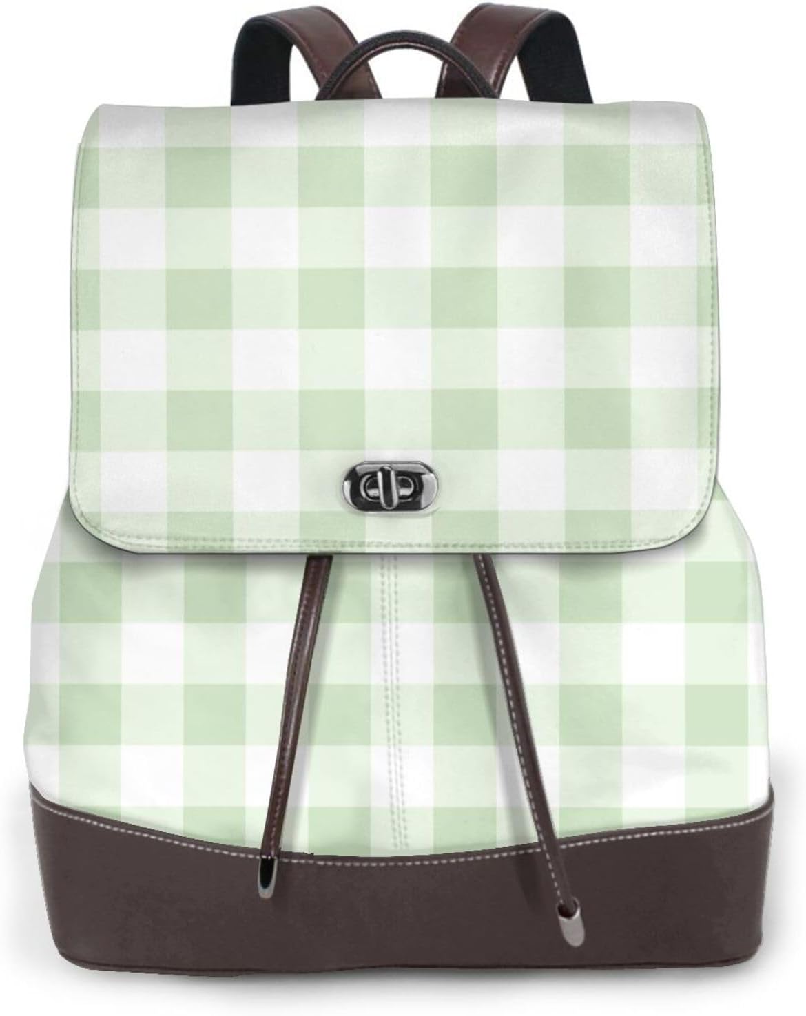 Pistachio Green Checkboard for Womens Backpack Purse Microfiber PU Anti-theft Large Fashion Designer Travel Bag Ladies Shoulder Bags