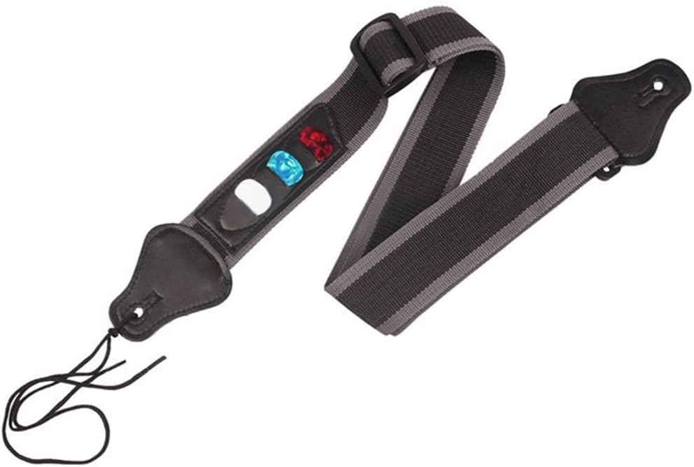 Adjustable Guitar Strap Belt Leather with 3 Plectrums Pick Holders Electric Acoustic Bass Accessories