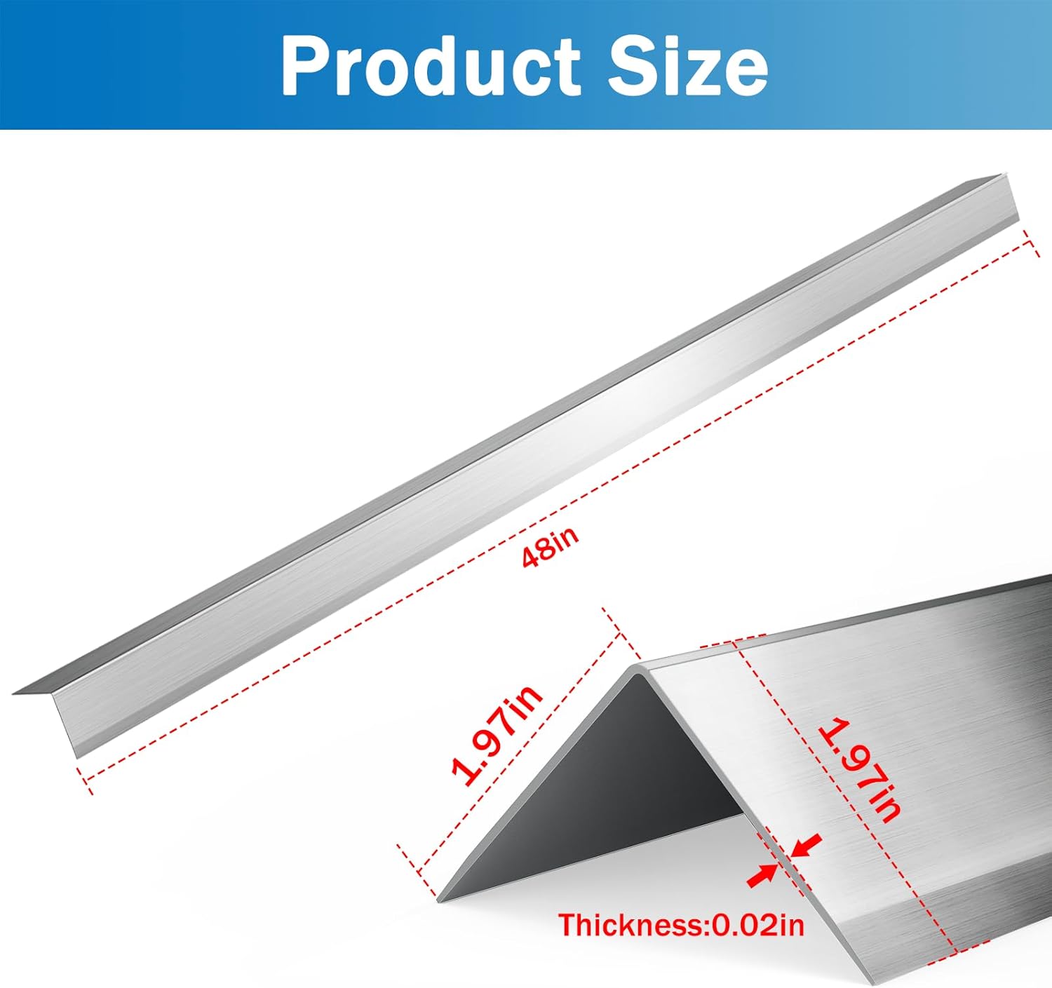 10 Pack Stainless Steel Wall Corner Guard Metal Wall Corner Guard Wall Protection 304 Stainless Corner Guard 2 x 2 x 48 inch with 90-Degree Angle
