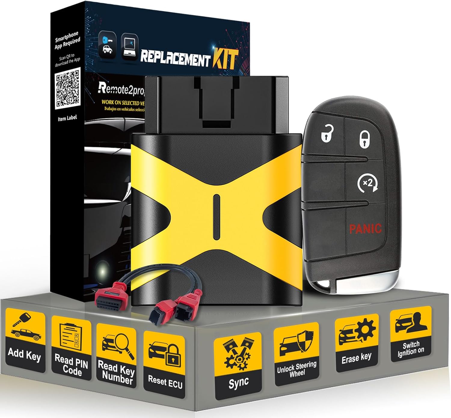 Smart Car Key Self Programmable Car Key Fob and Smart Keyless Entry Remote Replacement for 2017-2021 Jeep Renegade with FCC: M3N-40821302 (4 Button)