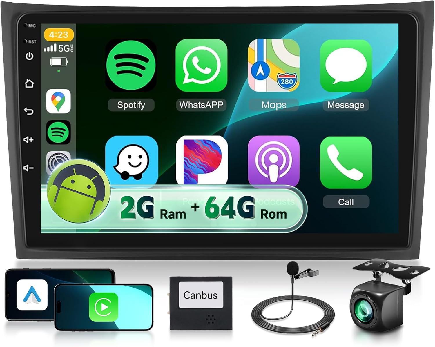 2G+64G for Volvo XC90 2004-2013 Car Radio Stereo with DSP/Wireless Carplay/Android Auto, Sellrich 10 inch Touch Screen Radio with GPS WiFi Bluetooth FM/RDS Mirrorlink SWC Backup Camera