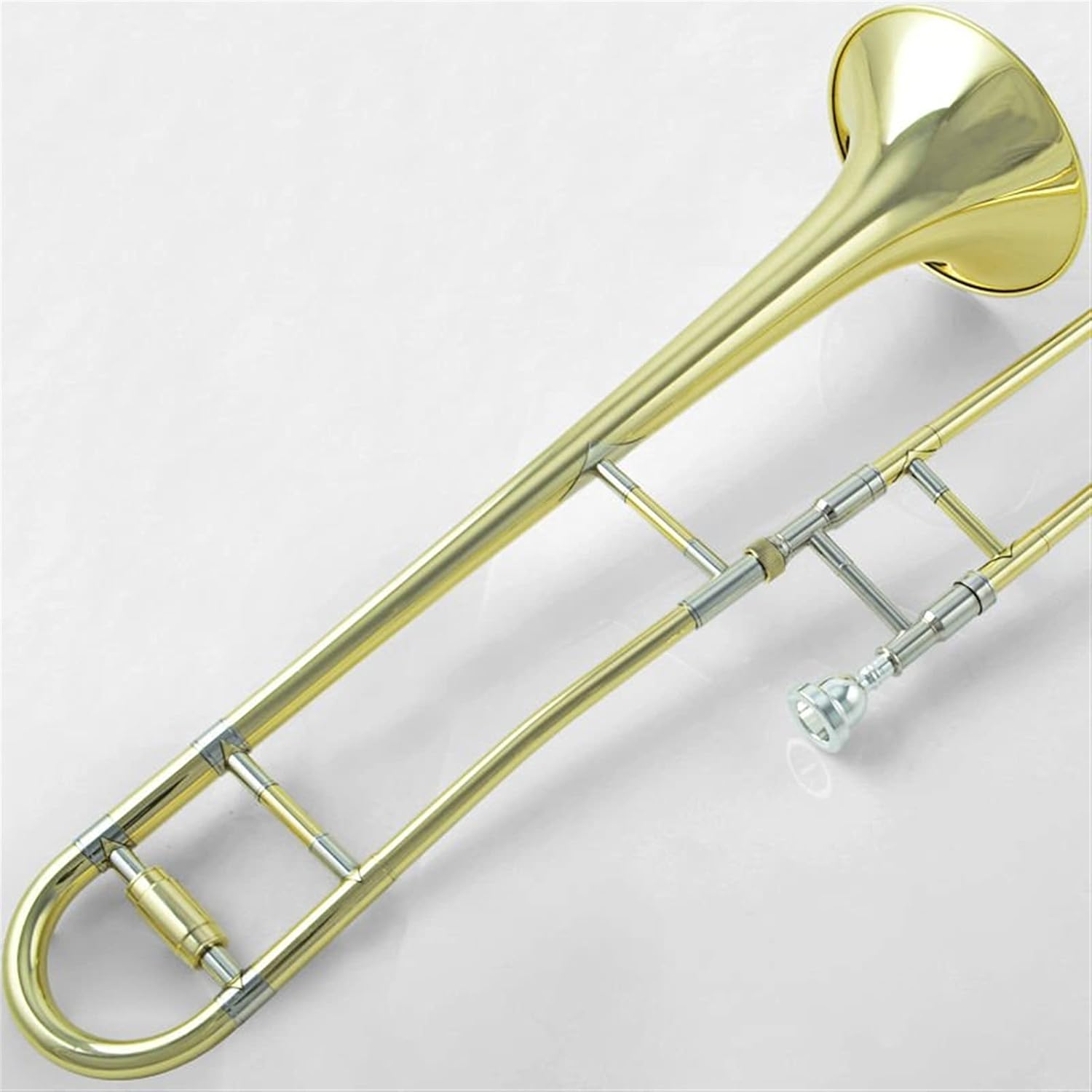Standard Trombone Professional Alto Trombone B Flat Gold Lacquer Brass Trombone Wind Instrument with Trombone Mouthpiece and Case Valve Trombone