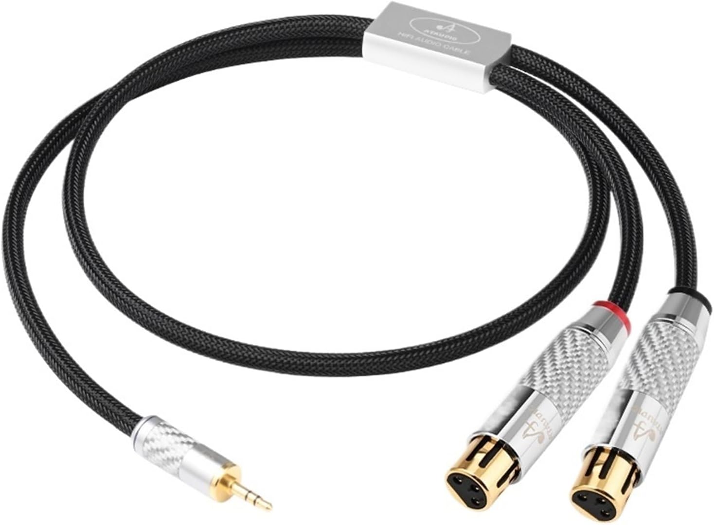 OCC Core 3.5mm to 2XLR Audio Cable Carbon Fiber Gold Plated Plug Stereo 3.5 Jack to 2XLR Male/Female AMP Mixer Cable(3.5 to 2XLR Female,5m)