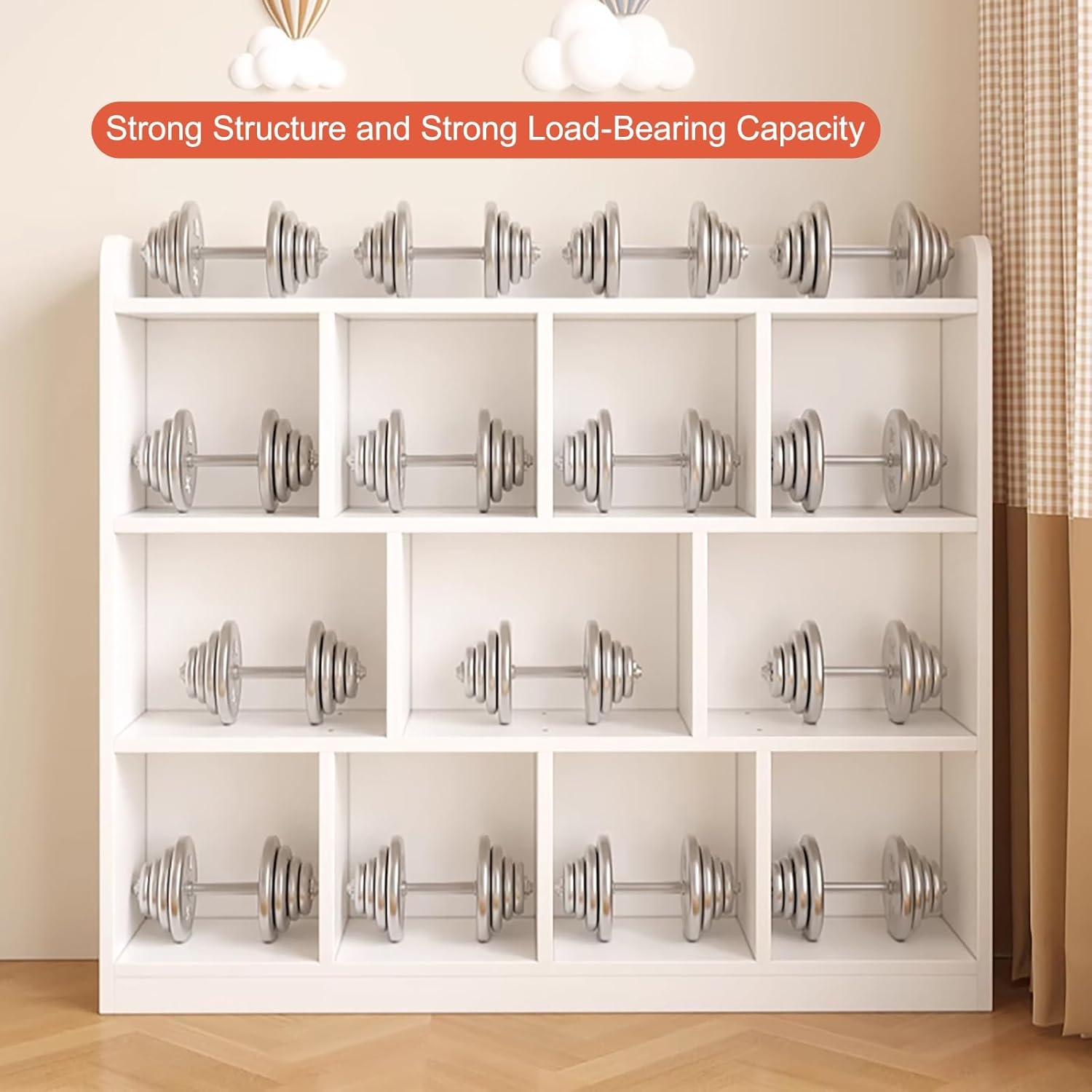 Short Bookshelf with Cabinet 2/3-Tier Geometric Bookcase, Modern Display Storage Shelves Kids Bookcase with Side Panels and Solid Wood Frame(White,100 * 24 * 86cm/39.4 * 9.4 * 34in)