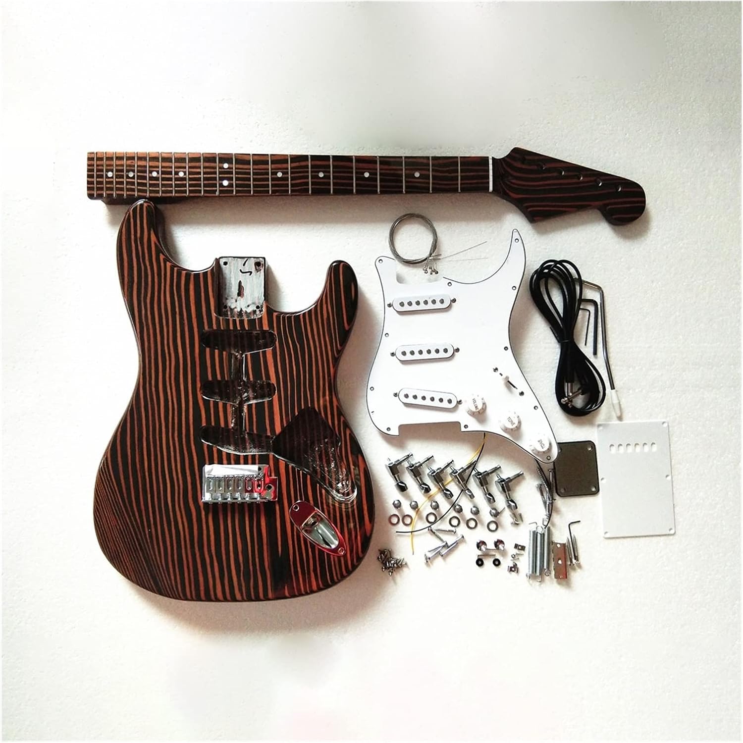 DIY Electric Guitar Kit New Single Wave Electric Guitar Zebrawood Body&Neck Fingerboard