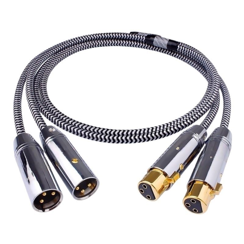 1 Pair Hi-End 7N OCC Silver-Plating Balanced Audio Cable 3 Pin 2XLR Male to Female Audio Cable for Microphone Amplifier(5m)
