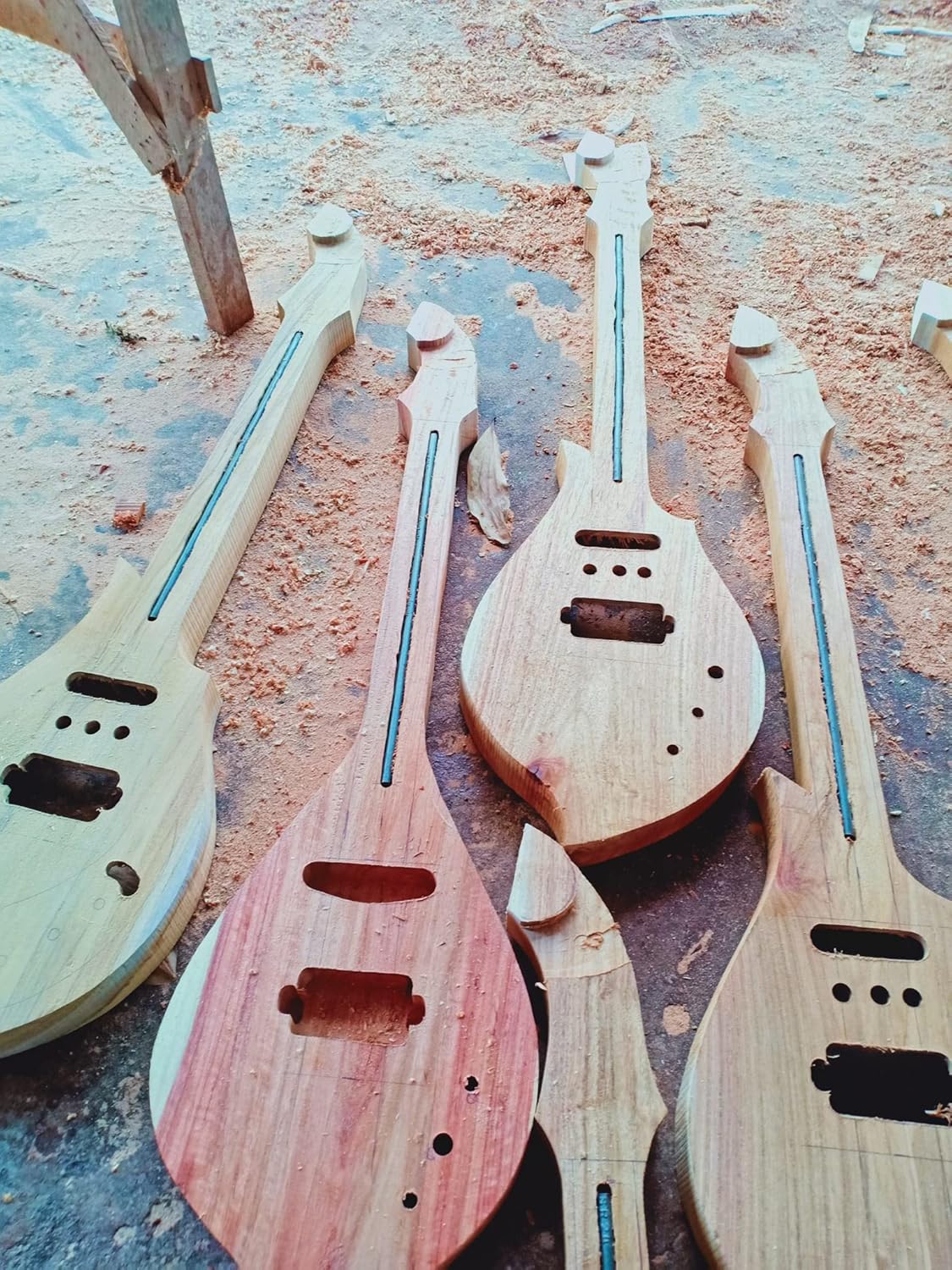 Isarn Electric Phin 3 Strings, Thailand Lao Guitar Musical Instrument, Traditional Thai Pin120, brown