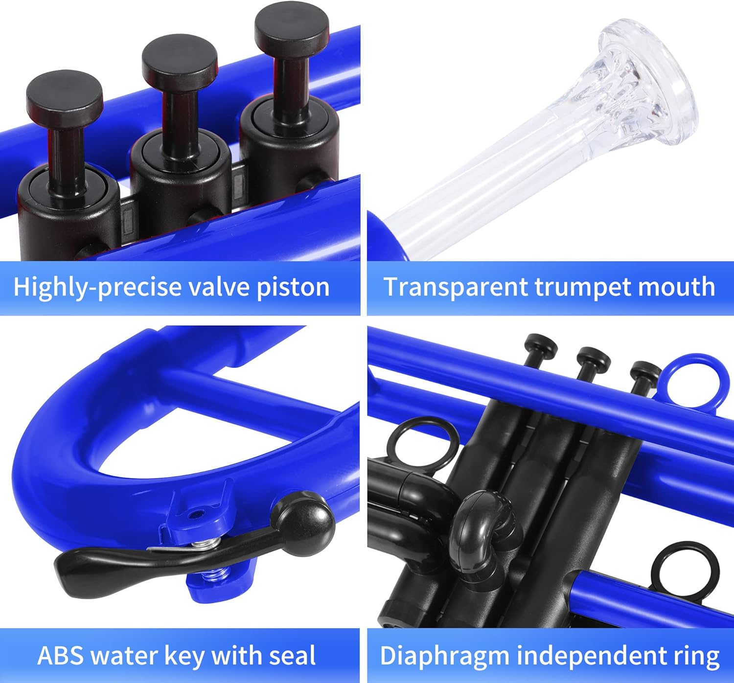 Professional Plastic Bb Trumpet Standard Trumpet Set for Student Beginner MirTra Small Embouchure Training Device Mirror For All Brass Instruments Adapted Trumpet,Trombone,French Horn,Euphonium,etc