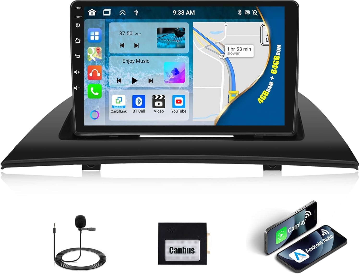 4G+64G Car Stereo Radio for BMW X3 E83 2004-2012 with Wireless CarPlay Android Auto Android 13 Radio 9
